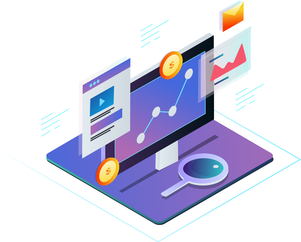 pay per click icon target based on profit levels geometric illustration